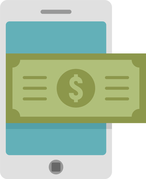 智能手机上的现金图标风格扁平图片下载