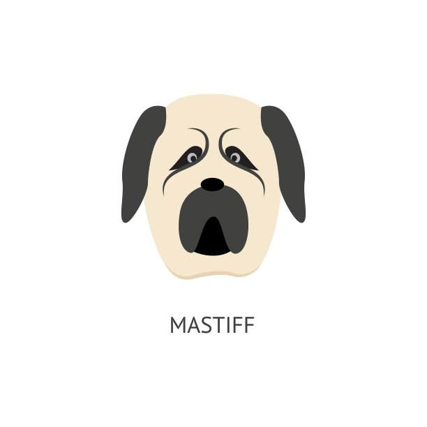 卡通獒头孤立白色图片下载