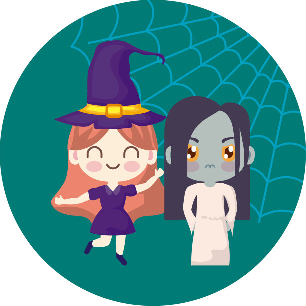 可爱的孩子用图标装扮万圣节图片下载