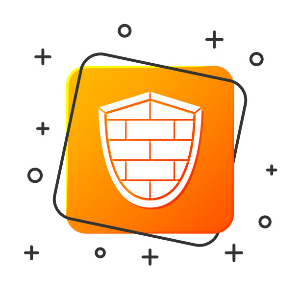 白色盾牌与网络安全砖墙图标图片下载