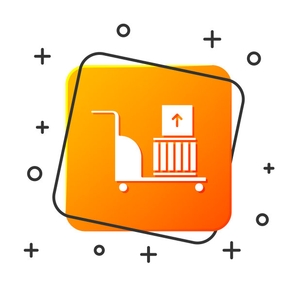 白色电动手推车和盒子图标孤立图片下载