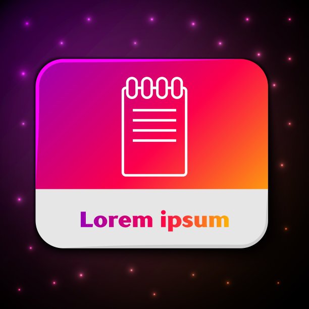 白色线笔记本图标孤立在黑色图片下载