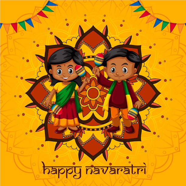 纳瓦拉特里海报设计与曼陀罗图案和图片下载