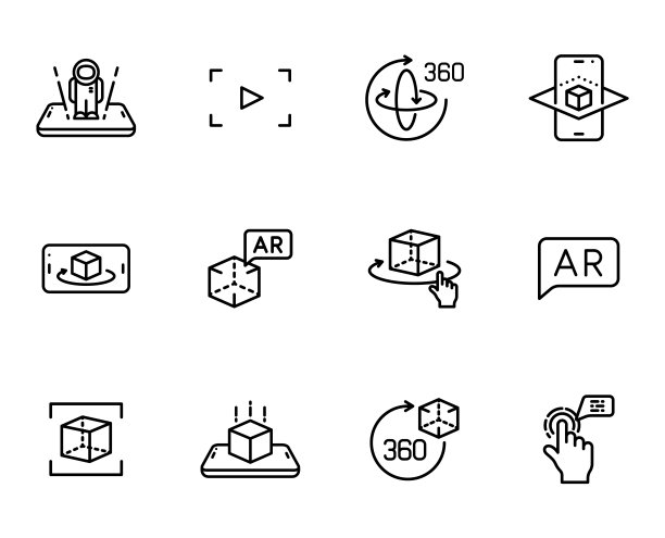 增强现实线矢量图标孤立在白色背景上。AR和VR线图标设置用于网页设计，移动应用，ui设计。创新技术的概念图片下载