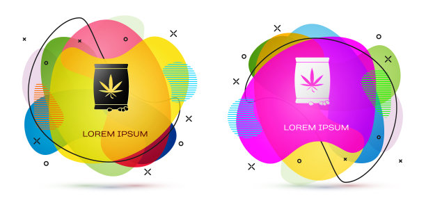 大麻或大麻种子的颜色在袋子图标图片下载