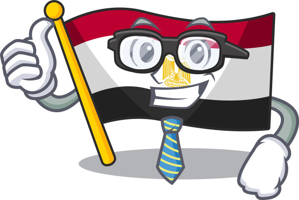 商人国旗埃及人挂在卡通杆子上图片下载