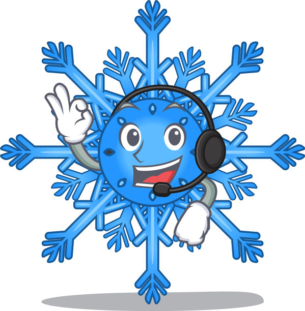 戴着可爱的雪花卡通造型的耳机图片下载