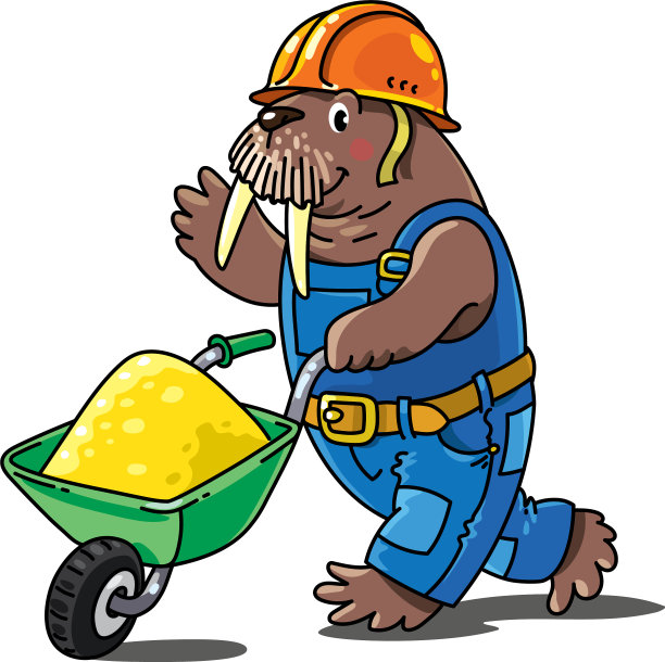 海象工人职业ABC为孩子字母表w图片下载