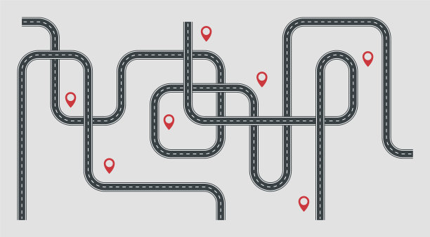 街道与点指针标志和道路模板图片下载