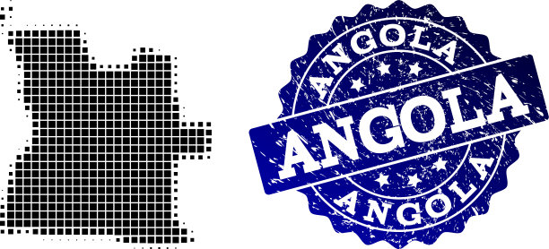 安哥拉和安哥拉的半色调虚线地图拼贴图片下载