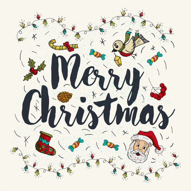 圣诞和新年轮廓的色彩布局图片下载