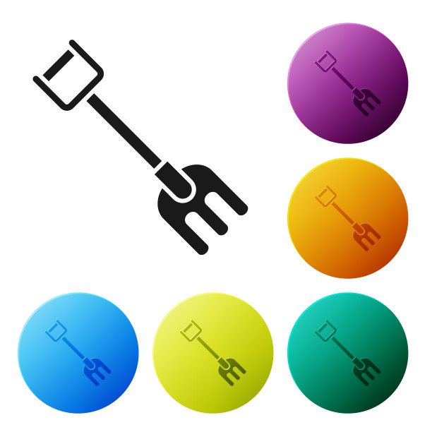 黑色花园耙图标孤立在白色图片下载