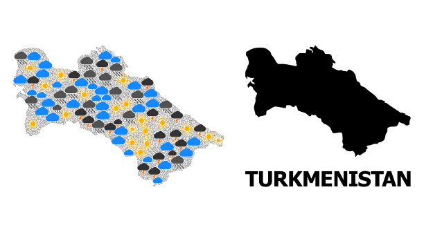 土库曼斯坦气候拼贴地图图片下载