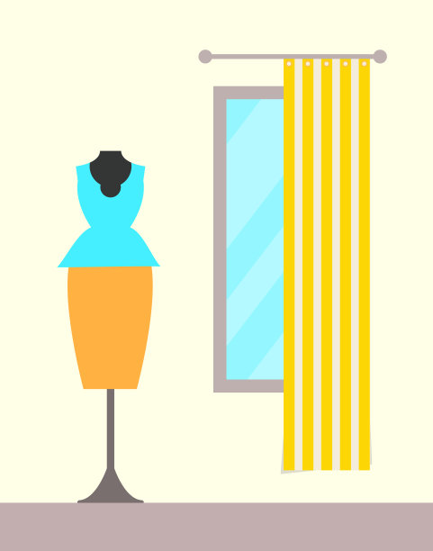 带条纹封套的更衣室，衣服挂在衣架上图片下载