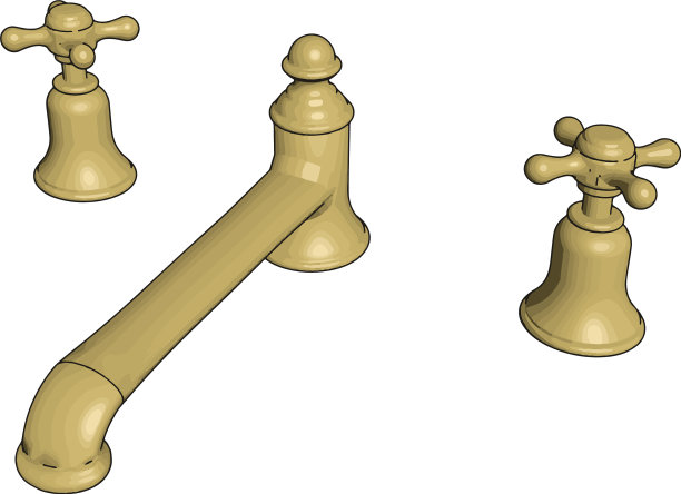 模型黄铜水龙头上的白色背景图片下载