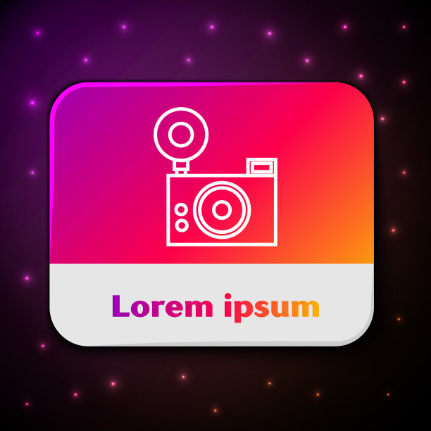 黑白线照片相机图标孤立在黑色图片下载