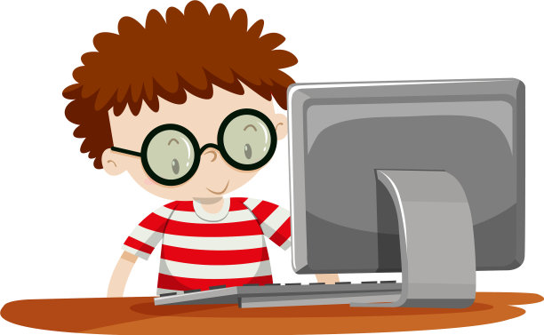 用电脑的男孩图片下载