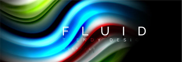 明亮的彩色液体流体线条上的黑色图片下载