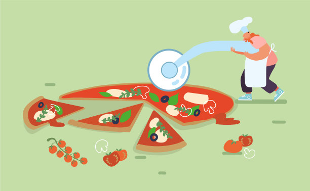 烤着吃着大披萨的男人图片下载