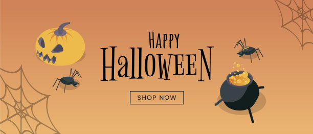 万圣节促销网站横幅模板图片下载