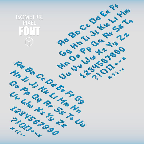 设置等距像素字母和数字蓝色图片下载