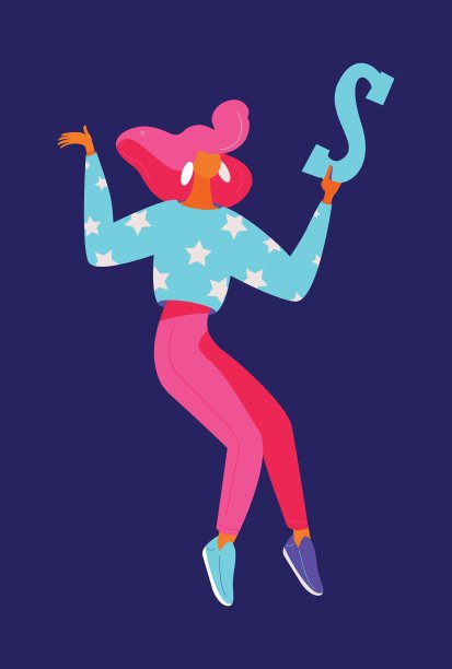 人类的字母表。用鲜艳的颜色画的女孩拿着英文字母。图片下载