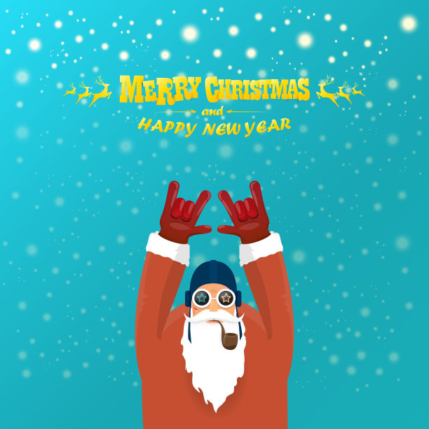 摇滚圣诞老人抽烟斗图片下载