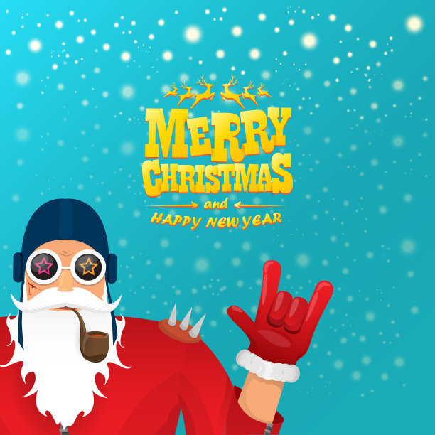 摇滚圣诞老人抽烟斗图片下载