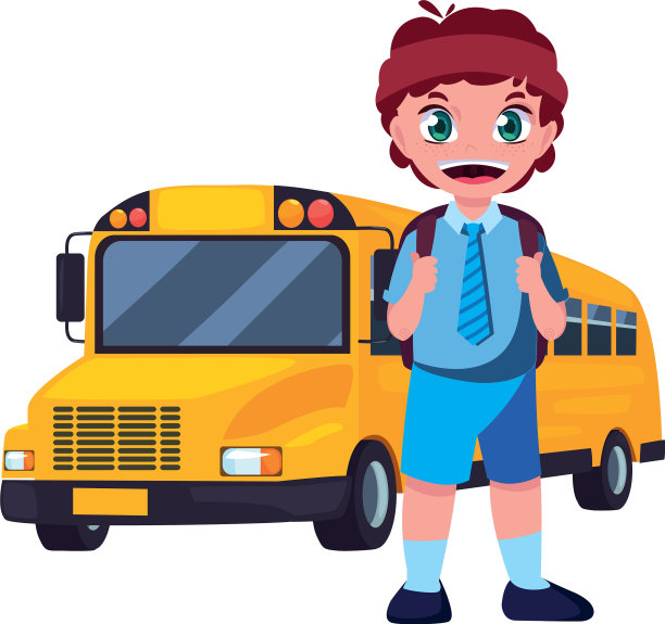 学生和巴士接送回学校图片下载