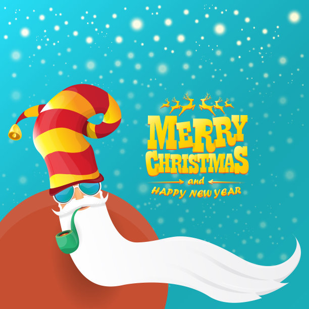 摇滚圣诞老人抽烟斗图片下载