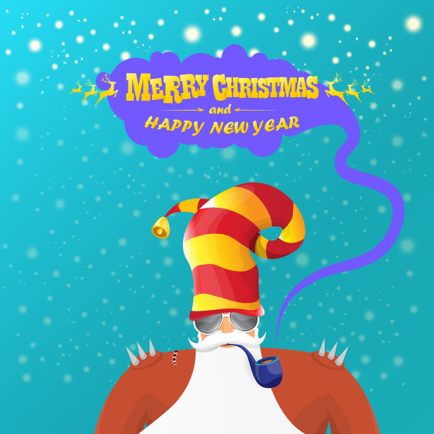 摇滚圣诞老人抽烟斗图片下载