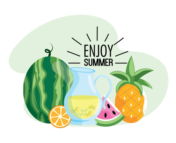西瓜配柠檬水和热带菠萝图片下载