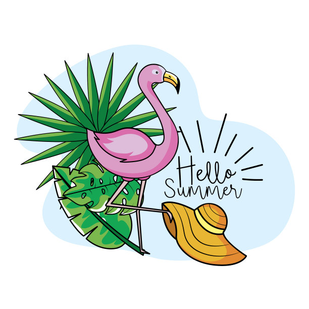 夏天戴着帽子和热带树叶的佛兰德人图片下载