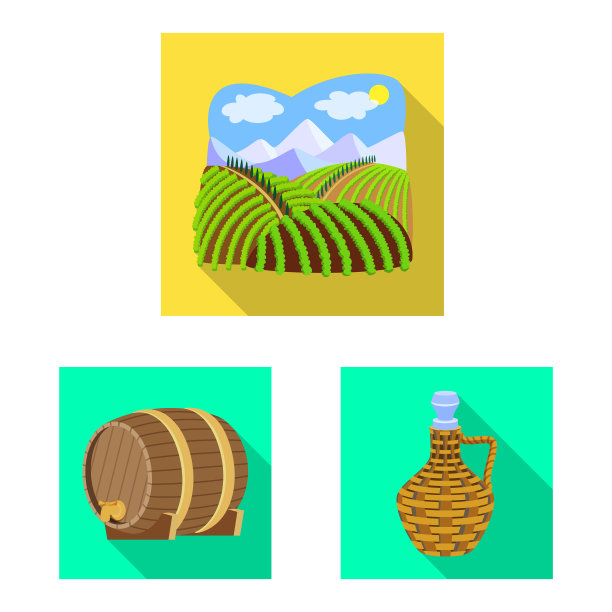 孤立的对象农场和葡萄园符号集图片下载