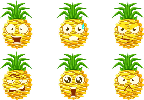 有趣的菠萝角色设定可爱的热带水果图片下载