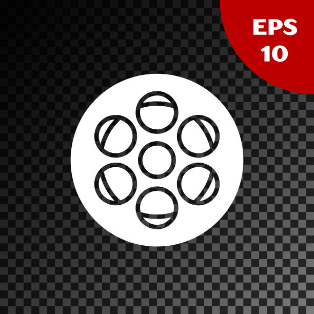 白色胶片卷轴图标孤立在透明的黑暗图片下载