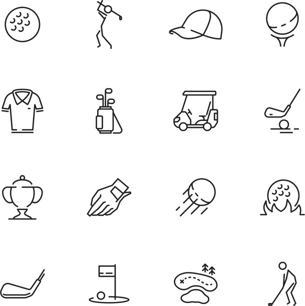 高尔夫图标运动标志高尔夫球杆球棒图片下载