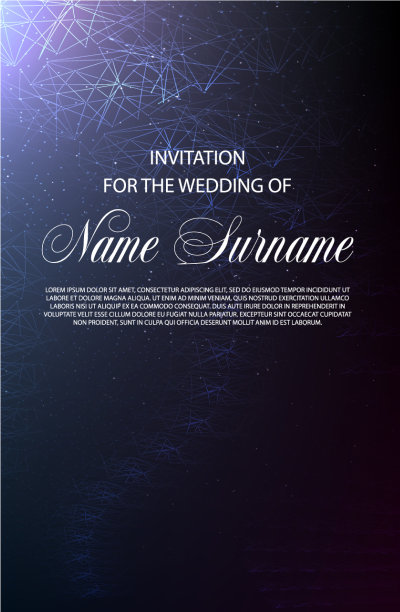 小星星灯光下的婚礼请柬设计图片下载