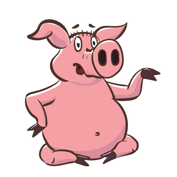 可爱的小猪展示了一个小茶壶粉红色的小猪卡通图片下载