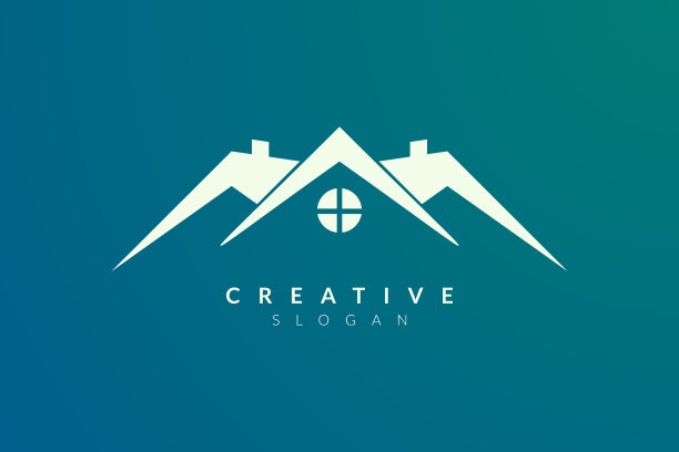 极简主义和平面家居标志设计简单和图片下载