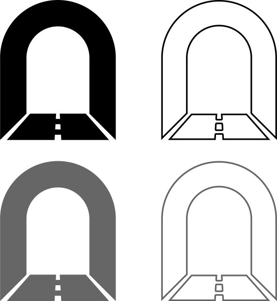 地铁隧道与道路车辆的图标设置为灰色图片下载