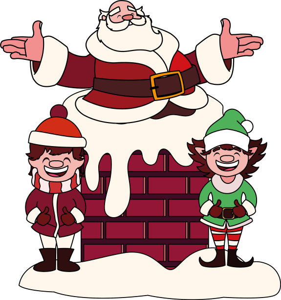 圣诞贺卡圣诞老人进烟囱图片下载