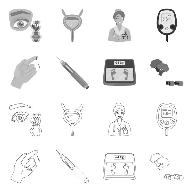 孤立对象饮食和治疗符号集图片下载