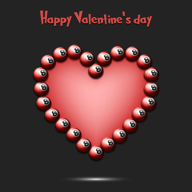 情人节快乐心从台球图片下载