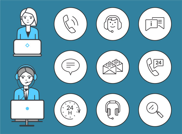 支持服务男性和女性图标集图片下载