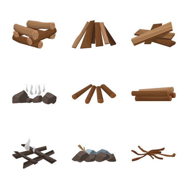 木材和自然图标集图片下载