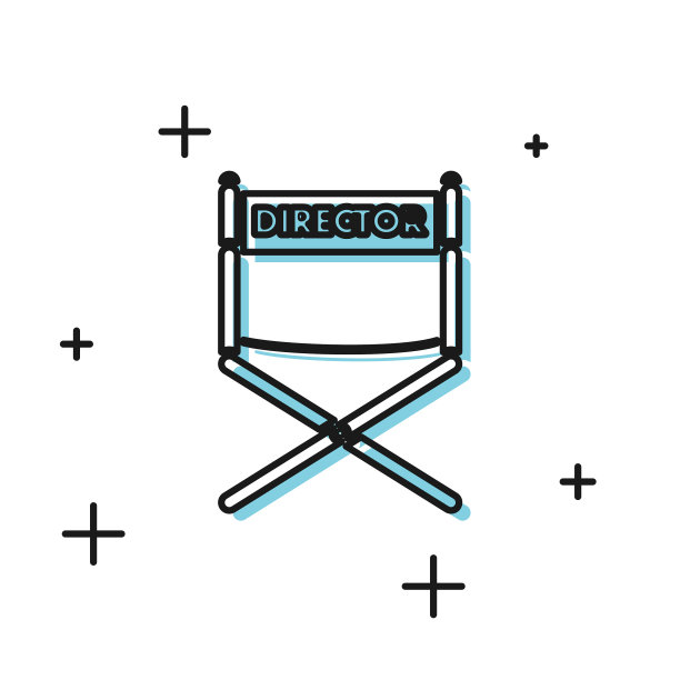 黑人导演电影椅子图标孤立在白色图片下载