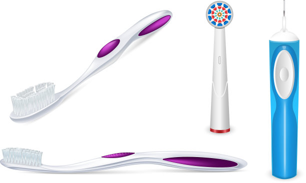 牙刷图标设置逼真的风格图片下载