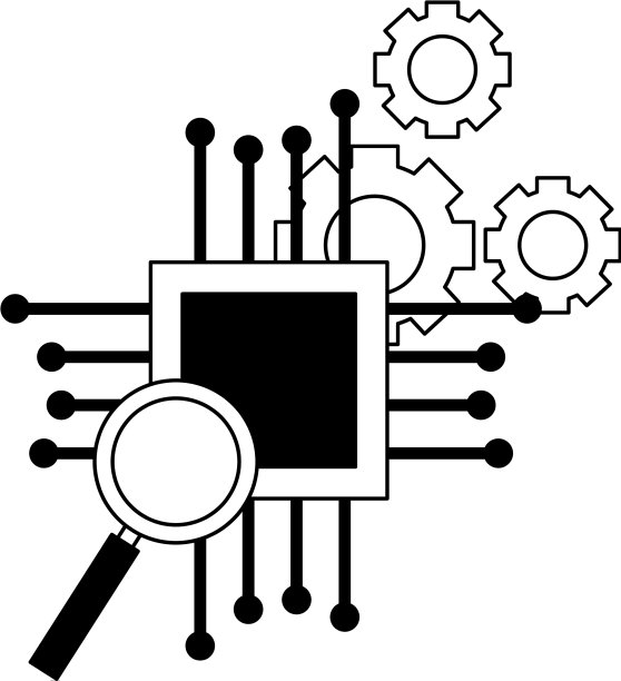 主板电路放大镜齿轮图片下载