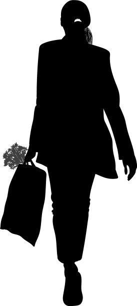 一个手里拿着包的女孩的剪影图片下载